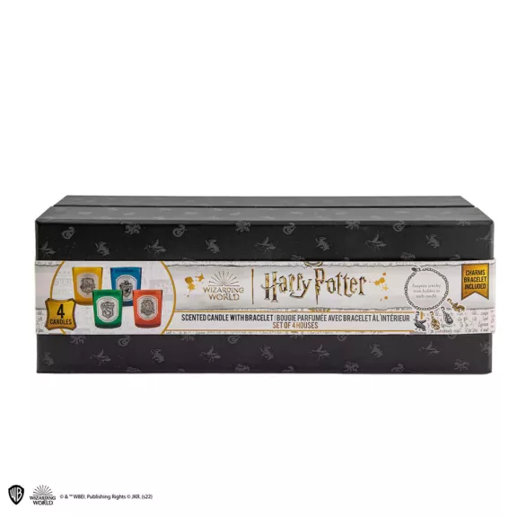 Harry Potter 4 darabos illatgyertya szett házcharmokkal és karkötővel Harry Potter 4 darabos illatgyertya szett házcharmokkal és karkötővel