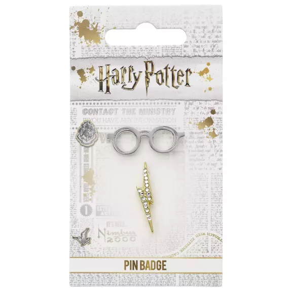 Harry Potter - Szemüveg és villám kitűző