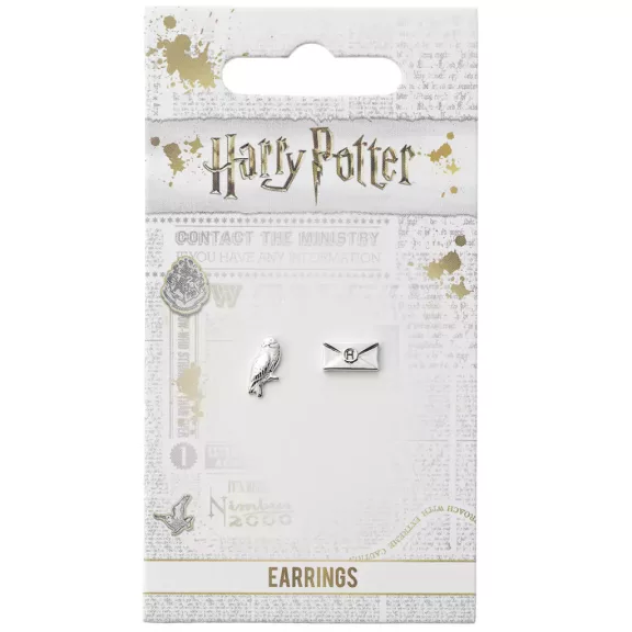 Harry Potter - Hedvig és levél ezüst bevonatú bedugós fülbevaló