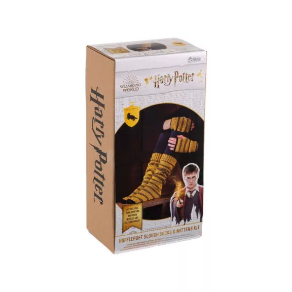 Harry Potter - Hugrabug mintás zokni és ujjatlan kesztyű kötőkészlet szett Harry Potter - Hugrabug mintás zokni és ujjatlan kesztyű kötőkészlet szett
